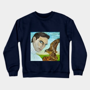 The Portrait of a Man with Peale's (Peregrine) Falcon. Crewneck Sweatshirt